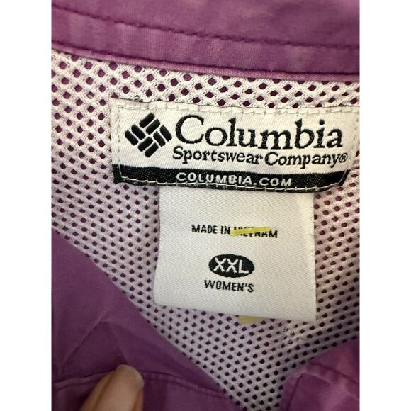 Columbia Shirt Womens XXL Purple Vented Fishing Long Sleeve Roll Up Sleeves Gorp - Picture 3 of 6